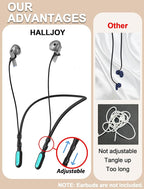 HALLJOY for Galaxy Buds 4/4 Pro/Buds 3/3 Pro Strap Neckband, Anti-Lost Accessories, Support Volume Control, Ergonomic Design, Fit Airpods Pro 3/2/1, Airpods 4, 3, 2, 1, Black Band/LightBlue Tip