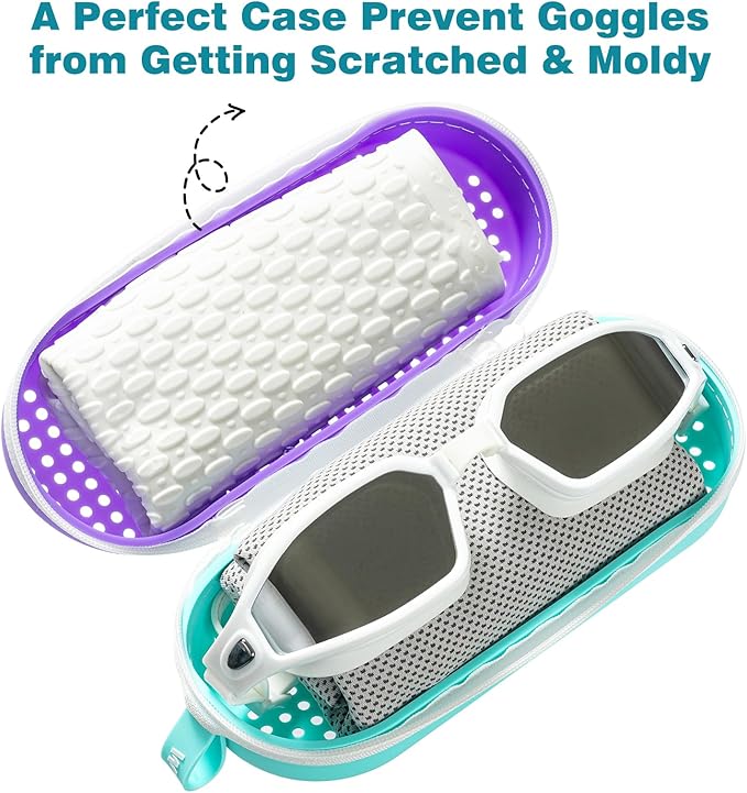 Swim Goggle Case For Swimming Goggles, Swimmer Gifts for Kids Teens Adults, Silicone Cases with Drain Hole