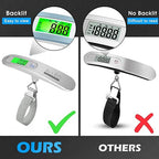 Alleo Luggage Weight Scale for Travel 110lbs - Precise Luggage Scale Travel Digital, Portable Handheld Bag Weigher with Backlit LCD, Battery Included, Compact for Airport, Cruise & Carry-On