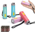 EverBrite 4-Pack Mini LED Plastic Flashlights, Assorted Colors Portable Torch Lights with Lanyard, Small Flashlight for Emergencies and Camping, 3 AAA Batteries Included