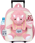 Toddler Luggage for Girls w Dinosaur Toys, Kids Rolling Backpack Girls, Toddler Suitcase, Gifts for 3 4 5 6 Year Old