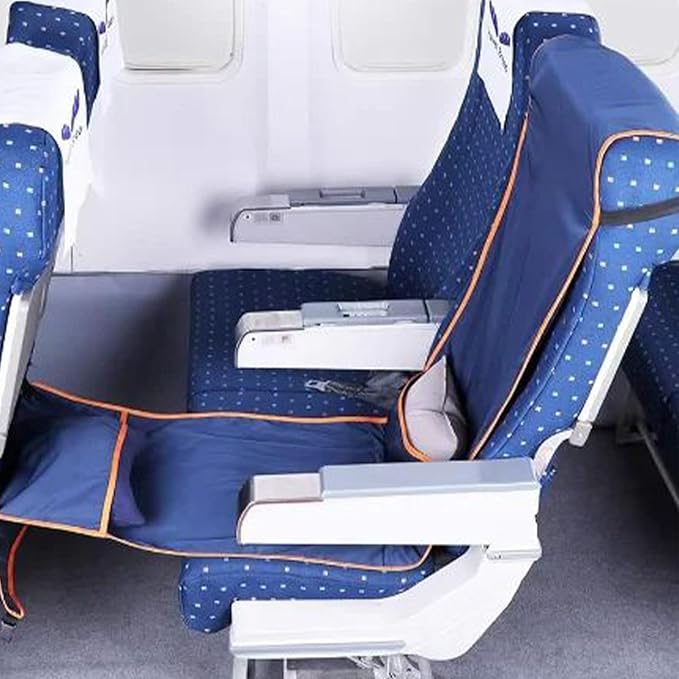 Airplane Foot Hammock for Adults, Portable Travel Foot Rest Hammock and Seat Extender, Travel Footrest Seat Extender Mat for Plane, Bus,Train, Foldable Relaxing Mat for Long Trips, Sleeping, Resting