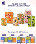 Gonex Compression Packing Cubes, 6pcs Expandable Storage Travel Luggage Bags Organizers with Shoe Bag Laundry Bag, Travel Cubes for Suitcase Carry On (Fruit)