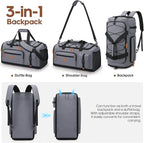 Gym Bag for Men and Women with Shoe & Laptop Compartment, 3-in-1 Sports Travel Duffel Bag Anti-Theft Weekender Carry-on Backpack for Airplane & Workout, Overnight Travel Bag, 35L, Dark Grey, Medium