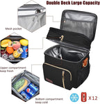 MIYCOO Lunch Bag & Lunch Box for Women Men, Double Deck Leakproof Insulated Soft Large Adult Camping Cooler bag for Work, Beach, Picnic, Travel (Black Orange, 15L)