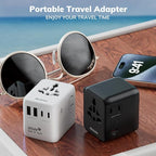 Hichain International Power Adapter 35W, Universal Travel Adapter 7-in-1 Worldwide Plug Power International Charger for Business Travelers Vacationers, Fast Charging for iPhone 17/16, Tablets, GoPro