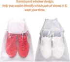 12 Pack Portable Shoe Bags for Travel Large Shoes Pouch Storage Organizer Clear Window with Drawstring for Men and Women 6 Black 6 White