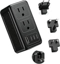 Upgraded 2000W Voltage Converter US to Europe for Hair Dryer, 220V to 110V Power Converter Adapter Combo with 1 USB A & 3 Type C, Converter European Travel Converter for 200+ Countries (Black)