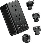 Upgraded 2000W Voltage Converter US to Europe for Hair Dryer, 220V to 110V Power Converter Adapter Combo with 1 USB A & 3 Type C, Converter European Travel Converter for 200+ Countries (Black)