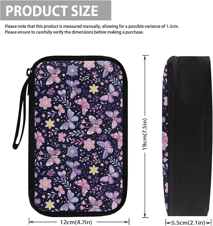 Purple Butterfly Electronic Organizer Cable Organizer Bag Travel Bag Cable Organizer Pouch Electronic Accessories Carry Case for SD Card Charger Phone Earphone Tech Pouch