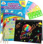 ZMLM Scratch Paper Art-Crafts Gift: 2 Pack Rainbow Notebooks Supplies Toys Easter Basket Stuffers for 3 4 5 6 7 8 9 10 Years Old Girls and Boys Kids Valentine's Day Birthday Party Games (Blue)