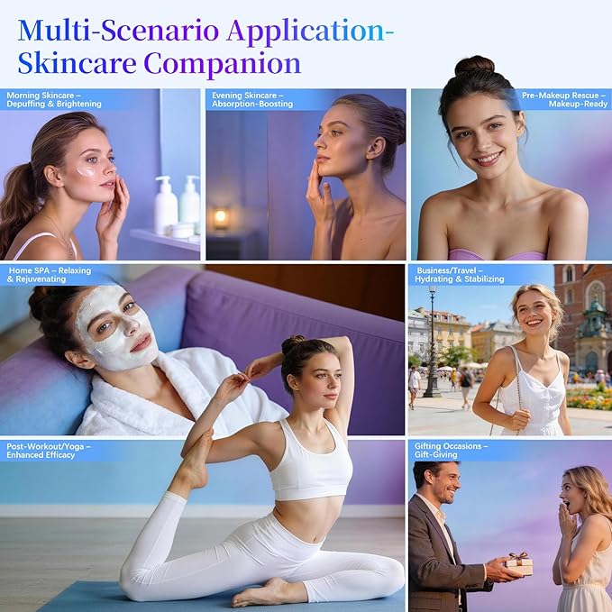 Face Neck Beauty Device, 7-Color Led Light Therapy Face Neck Massager, Multifunctional Vibration & Heat Facial Skin Care Tool, Ideal for Home Travel Skin Care, Black