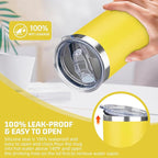 20 oz Tumbler with Lids and Straws, Stainless Steel Insulated Travel Coffee Mug, Double Wall Vacuum Insulated Tumblers, Powder Coated Coffee Tumbler for Cold & Hot Drinks (Yellow, 4 Pack)