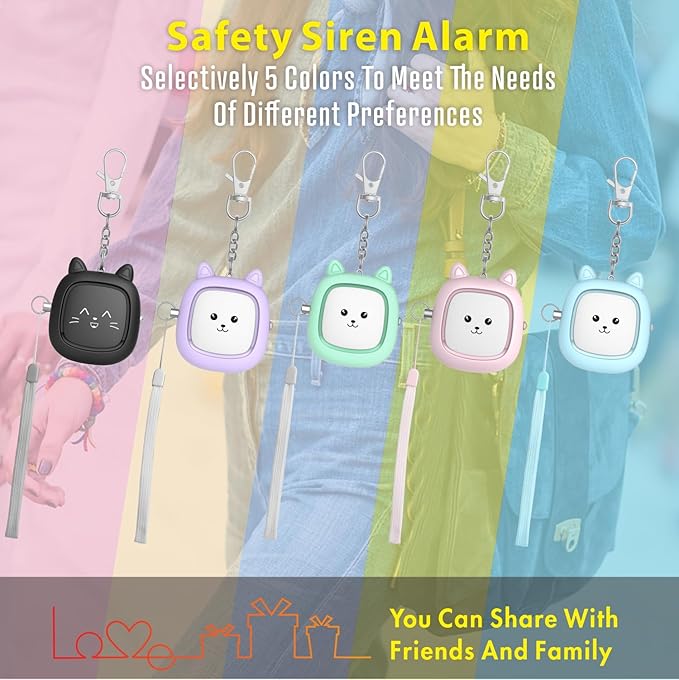 Personal Safety Alarm, VIGOROAD 5 Pack Loud 130dB Siren Emergency Panic Alarm with LED Light, Easy Pull Pin Keychain Self-Defense Security Alarm for Women, Seniors, Kids