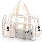 Abbylike Clear Bag Large Heavy Duty Tote for Stadium Events 20" Duffle Transparent Gym Bag for Sport Event Travel Makeup Work