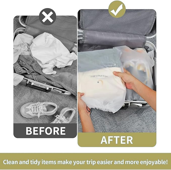 6 Pack Large Transparent Travel Shoe Bags, Clear Plastic Drawstring Bags for Shoes – 15.7 x 11.8 Inch Dust Bags for Men, Women, Luggage Organization