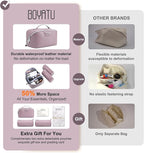 BOYATU Travel Makeup Bag Cosmetic Bags for Women: Large Capacity 3 Pcs Set Make up Bag with Compartments - Waterproof Vegan Leather Toiletry Organizer Bags with Handle (L28Purple)