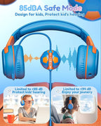 awatrue USB-C Kids Headphones with Mic - 85/94dB Volume Limiter, Foldable Wired Toddler Headphones for Boys & Girls, Over-Ear Type-C Kid Headphones for School, Travel, lPad, Tablet & Smartphones