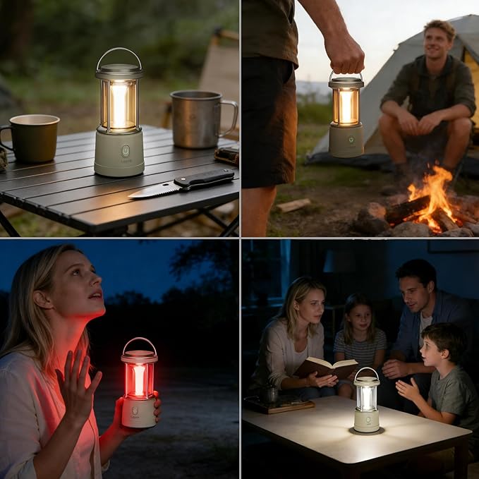 Lepro 1100LM Battery Powered LED Camping Lantern, Waterproof Tent Light with 5 Light Modes, Camping Essentials, Portable Lantern Flashlight for Camping, Emergency Light, Power Outage, Not Rechargeable