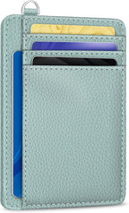 Yonlevres Credit Card Holder for Women, Slim RFID Wallet Front Pocket Small Card Holder, Travel ID Window PU Leather Cute Funny Thin RFID Blocking Case Organizer Gifts Ladies Green