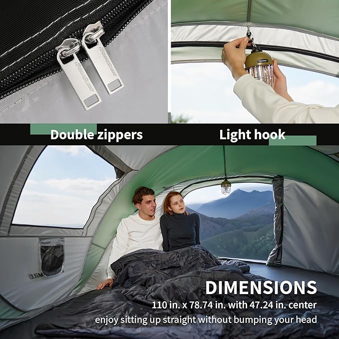 EchoSmile Pop Up Camping Tent, 2/4/6 Person Easy Setup Tent, Water Resistant Dome, Portable with Carry Bag