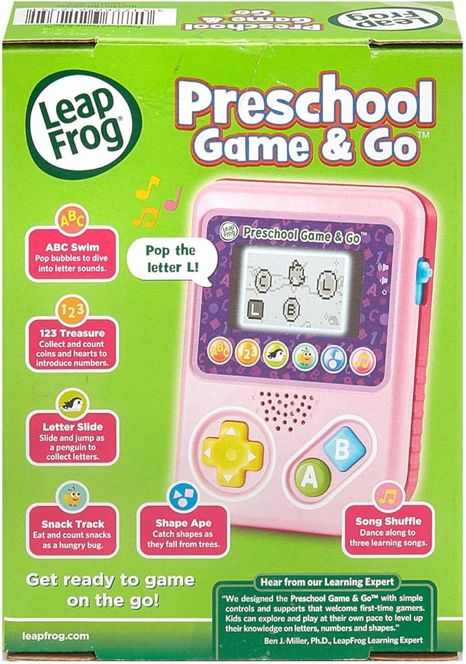 LeapFrog Preschool Game and Go Handheld Video Game Toy, Pink
