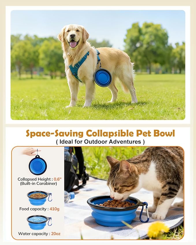 Morpilot Pet Travel Carrier Bag, Soft-Sided Dog Carrier Cat Carrier Pet Carrier, for Large Cats and Medium Puppies up to 25lbs, with Locking Safety Zippers, Foldable Bowl (Dark Blue)