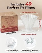Pour Over Coffee Dripper with 40 Paper Filters, Coffee Filter Cup, Manual Drip Coffee Brewer, Easy Clean, Ideal for Beginners, Home Office Camping 1-2 Cup