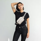 LATMAP 3L TRIPLE ZIP Fanny Packs Belt Bag For Women Men Crossbody Waist Pack Sling Chest Bum Travel Bag Purse Faux Leather Fashion Cute Grey