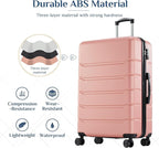 OLIXIS 3-Piece Luggage Set, Carry On Suitcases with Spinner Wheels, Expandable Travel Luggage with TSA Approved Lock & ABS Hard Shell, Pink, 20/24/28 Inch