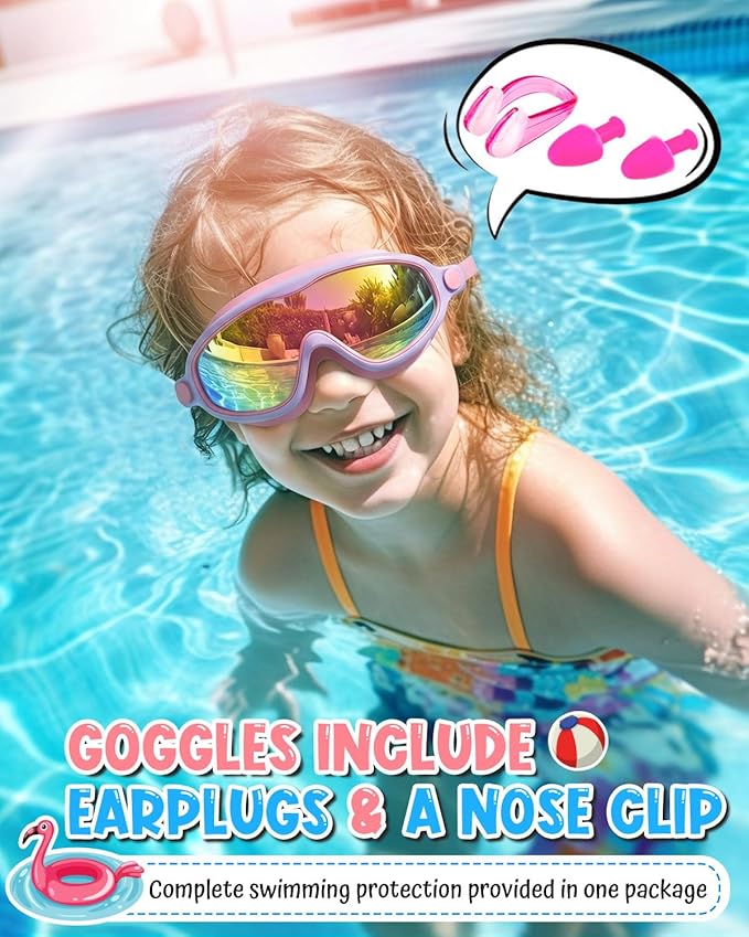 Swim Goggles 2 Pack, Wide View Anti Fog&UV Swimming Goggles for Audlt, No Leak Pool Beach Essentials for Men Women
