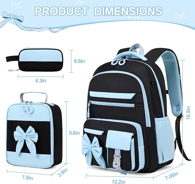 DIGOBAY Backpack for Girls, 3PCS Girls Backpack for School with Lunch Bag Pencil Case, Cute Kids Teens Bookbag for Kindergarten Elementary Preschool Middle School