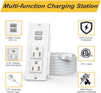 Recessed Outlet Desk Outlets with USB Ports Recessed Power Strip with 2-Socket 2-USB Charging Ports Desktop Power Grommet Charging Station with 6FT Extension Power Cord,Flat Plug