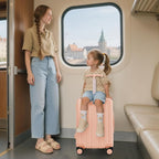 Apelila 20" Ride-On Suitcase with Seat, Double Handle Carry On Luggage with Mesh Pocket & Side Hooks, Hard Shell Spinner Wheels, TSA Lock & Seat Belt