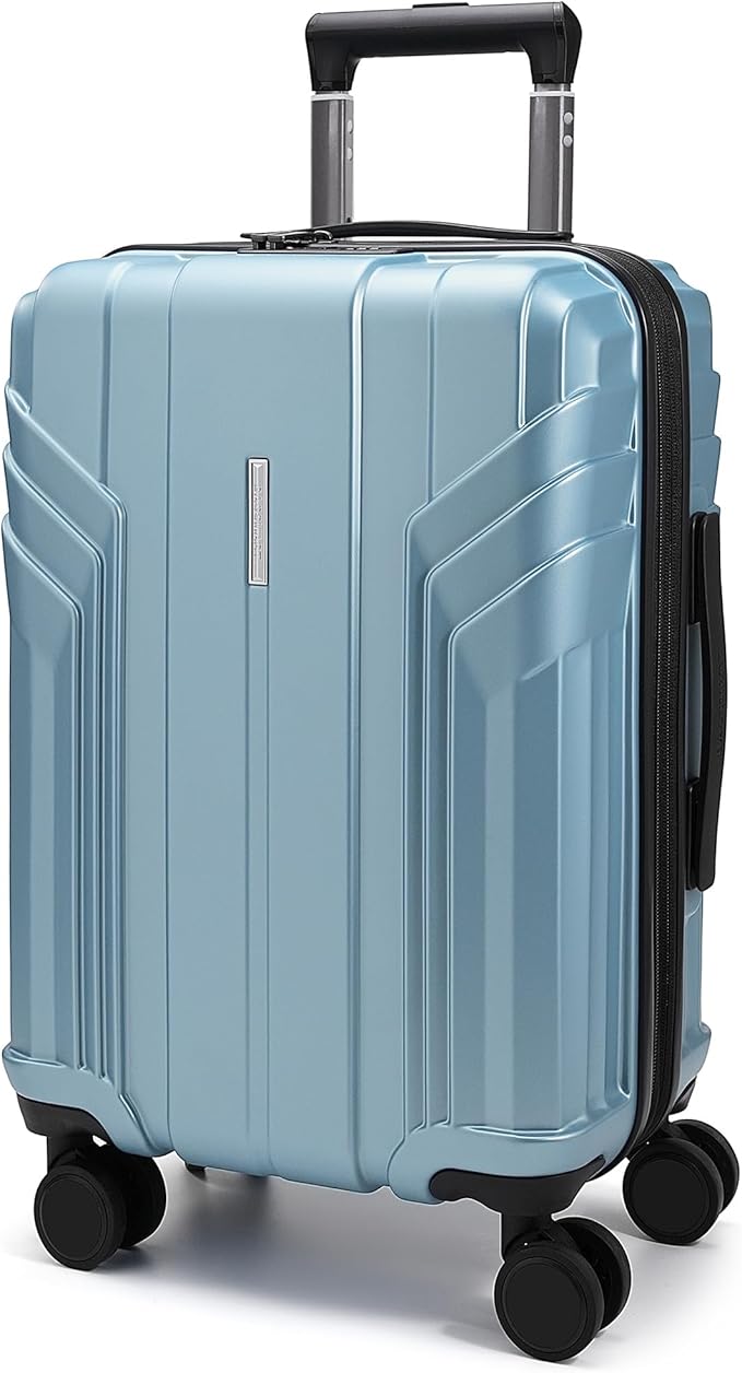 BAGSMART Expandable Carry On Luggage 22x14x9 Airline Approved, 20 Inch Travel Luggage with Spinner Wheels, Lightweight Hard Shell Suitcase Carry on Airy Blue