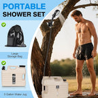 Digury Portable Camping Shower with 5 Gallon Water Jug, 6000mAh Rechargeable Outdoor Camping Shower Kit, IPX7 Waterproof Pump BPA Free Water Containers Camp Essentials