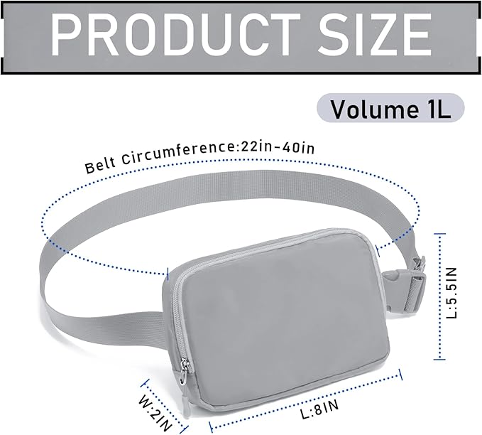 Amazerbst Belt Bag, Fanny Pack, Everywhere Belt Bag,40 Inch Adjustable Strap,for Women and Men,Waterproof