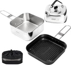 Alocs Camping Cookware Set - Lightweight Camping Pots and Pans - Portable Outdoor Cookware with Kettle - Camping Cookware Mess Kit for 2