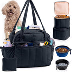 Dog Travel Bag for Supplies, Airline Approved Pet Travel Organizer with 2 Food Containers & Collapsible Bowls, Large Capacity Dogs Tote Bag for Weekend, Stylish Dog Mom Gift for Pet Lovers