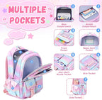 PIG PIG GIRL Kids Backpack for Girls - School Bags for Middle School Students - Book Bag for Elementary Primary - Kawaii Ita Backpack - Pink Planet