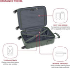 SwissGear 7366 Signature Hardside Expandable Luggage with Spinner Wheels, TSA Lock, Cup-Holder, Olive, Carry-On 19-Inch