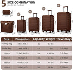 6 Piece Luggage Sets with Bags, Lightweight Expandable Checked Luggage Sets, Hardshell ABS Spinner Wheels Carry on Suitcase with TSA Lock, for Travel, Women Men (Mocha, 18/20/24/28inch+2bags)