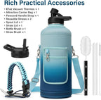DYSANKY Insulated Water Bottle | Thickened Stainless Steel for Gym and Hiking with Straw, Carrier Bag, Handle Strap | BPA-Free 87 oz
