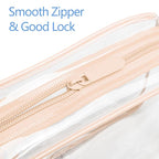 PACKISM TSA Approved Toiletry Bag 3 Medium - Quart Size Clear Makeup Bag for Carry On, Airport Security Compliant Clear Travel bag for Toiletries with Reinforced Seams, Pink