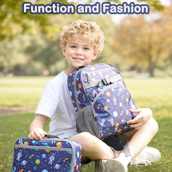 FlowFly Kids Backpack for Toddler Boys Girls, Simple Lightweight Bookbag for Daycare Kindergarten Elementary School Travel, Small Modern Bag (Medium 15'', Unicorn)