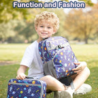 FlowFly Kids Backpack for Toddler Boys Girls, Simple Lightweight Bookbag for Daycare Kindergarten Elementary School Travel, Small Modern Bag (Medium 15'', Astronaut)