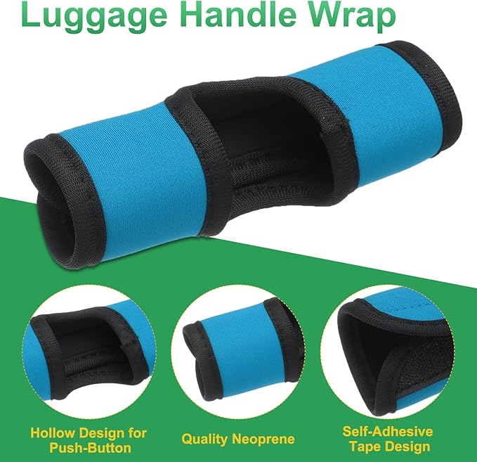 uxcell 5 Pcs Luggage Handle Wrap, Hollow Neoprene Handbag Grip Cover Protector Luggage Identifiers Suitcase Handle Wraps for Luggage Suitcase Travel Bags, Light Blue