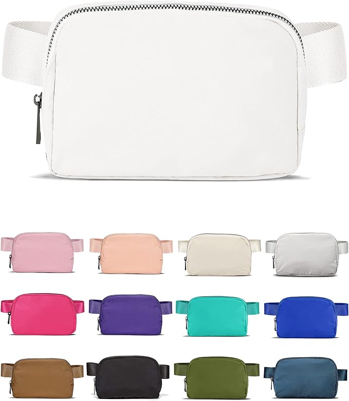 YOSHUYUKI Fanny Pack Crossbody Bag Trendy Waterproof Small Sling Cross Body Purse for Women Men Fashion Waist Packs Mini Belt Pouch Chest Bum Hip Bag Lulu Dupes for Travel Vacation Running Frost