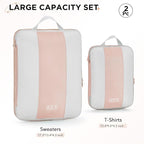 2 Set Compression Packing Cubes for Travel Essentials,Compressible Expandable Packing Cubes for Suitcase,OlarHike Luggage Organizer Bags for Travel,Handy Helper for Organizing Clothes(Beige)