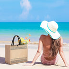 Trifabricy Beach Bag, Large Beach Bag for Women, Woven Straw Beach Tote Bag Waterproof, Weaving Swim Gym Shopping Travel Bag